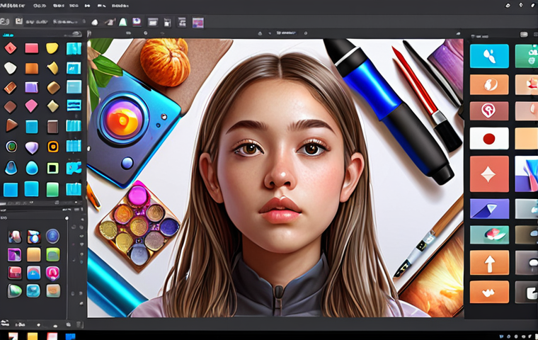 **

> Digital art enthusiast surrounded by various digital art software icons (Photoshop, Illustrator, Clip Studio Paint, Procreate, Blender) 고민하는 모습. Emphasis on choosing the right tool and exploring artistic style.

**