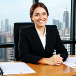 Professional Businesswoman**

"A professional businesswoman in a modest business suit, sitting at a desk in a modern office, fully clothed, appropriate attire, safe for work, perfect anatomy, natural proportions, professional photography, high quality, family-friendly. She has a warm, approachable smile. The office is bright and clean, with large windows overlooking a city skyline. Her desk has a computer, paperwork, and a cup of coffee. Soft, diffused lighting."

**
