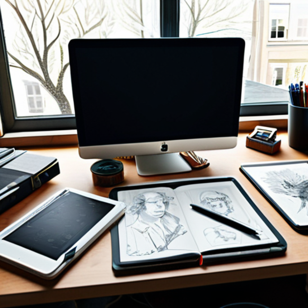 캐릭터디자인 주니어와 시니어의 차이 - Aspiring Character Designer's Desk**

"A character designer's desk, cluttered with sketches, digital...