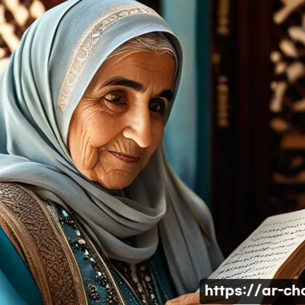 캐릭터디자이너의 자기소개서 작성법 - **A wise, elderly Arab storyteller character**, female, with kind eyes reflecting a lifetime of expe...