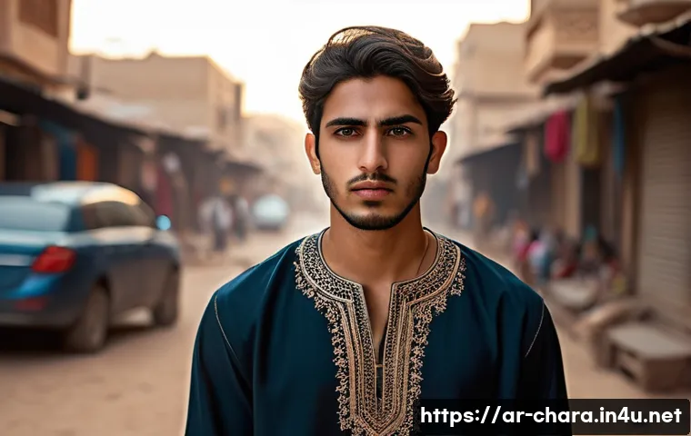 캐릭터디자인 주요 이론 정리 - A Middle Eastern young man character wearing culturally inspired casual clothing with intricate embr...