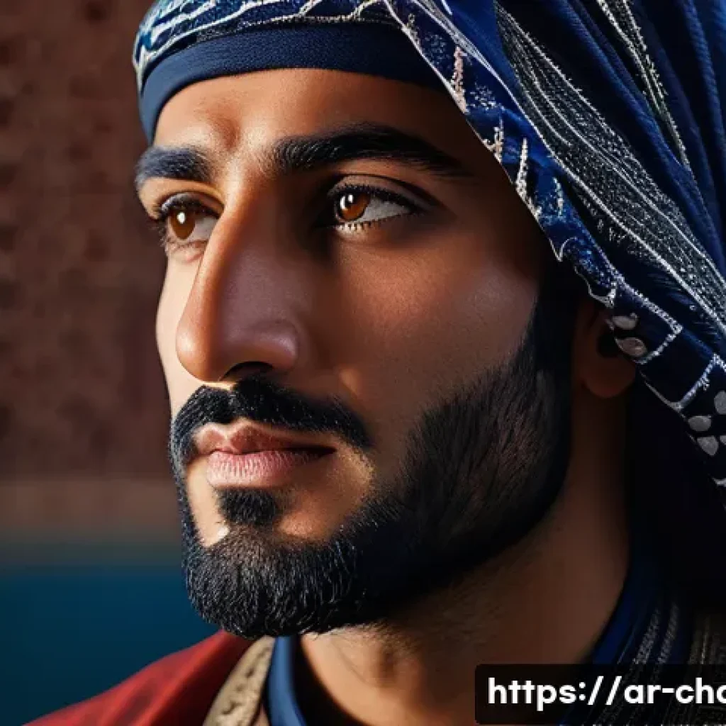 캐릭터디자인과 영화 프로덕션의 연계 - A highly detailed cinematic portrait of an Arabic male character designed for a film, wearing tradit...