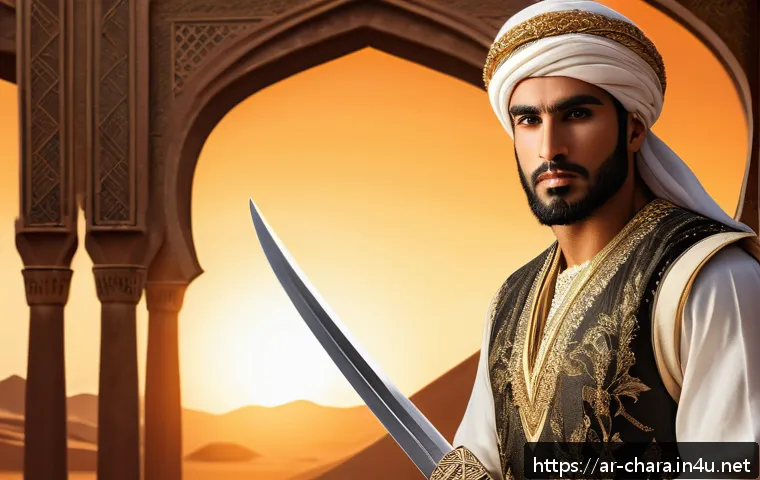 캐릭터디자인 관련 서적 및 추천 강의 - A detailed character design of an Arab male fantasy warrior in traditional clothing inspired by Midd...