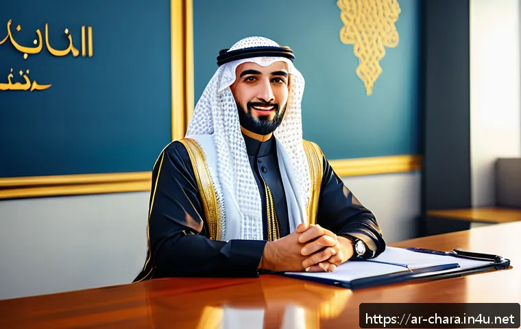 캐릭터디자인으로 팀 프로젝트 성공시키기 - A professional Middle Eastern business leader in traditional attire, confidently standing in a moder...