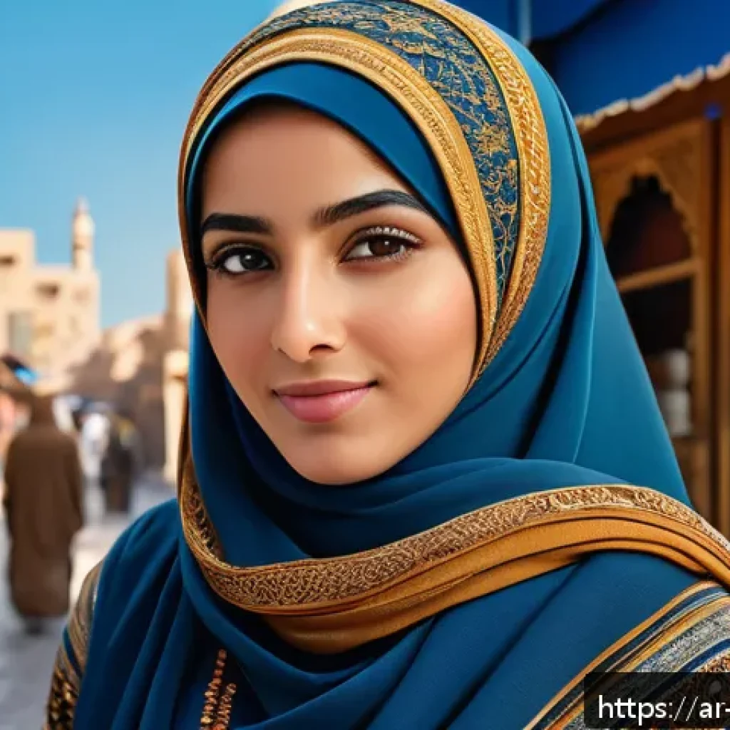 캐릭터디자인 인턴십 경험 공유 - A detailed digital character design of a young Arab woman living in a modern Middle Eastern city, we...