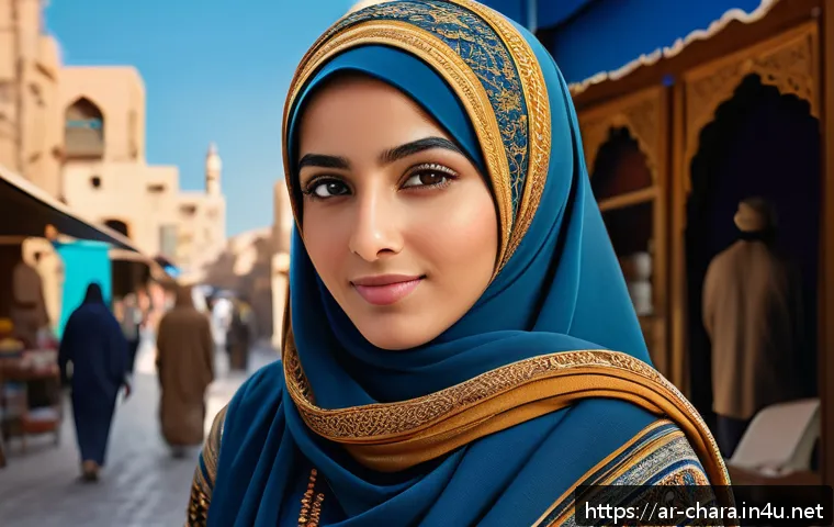 캐릭터디자인 인턴십 경험 공유 - A detailed digital character design of a young Arab woman living in a modern Middle Eastern city, we...