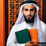 캐릭터디자인 실기 시험 주요 팁 - A determined young Arab male student wearing modest, culturally appropriate clothing, depicted with ...